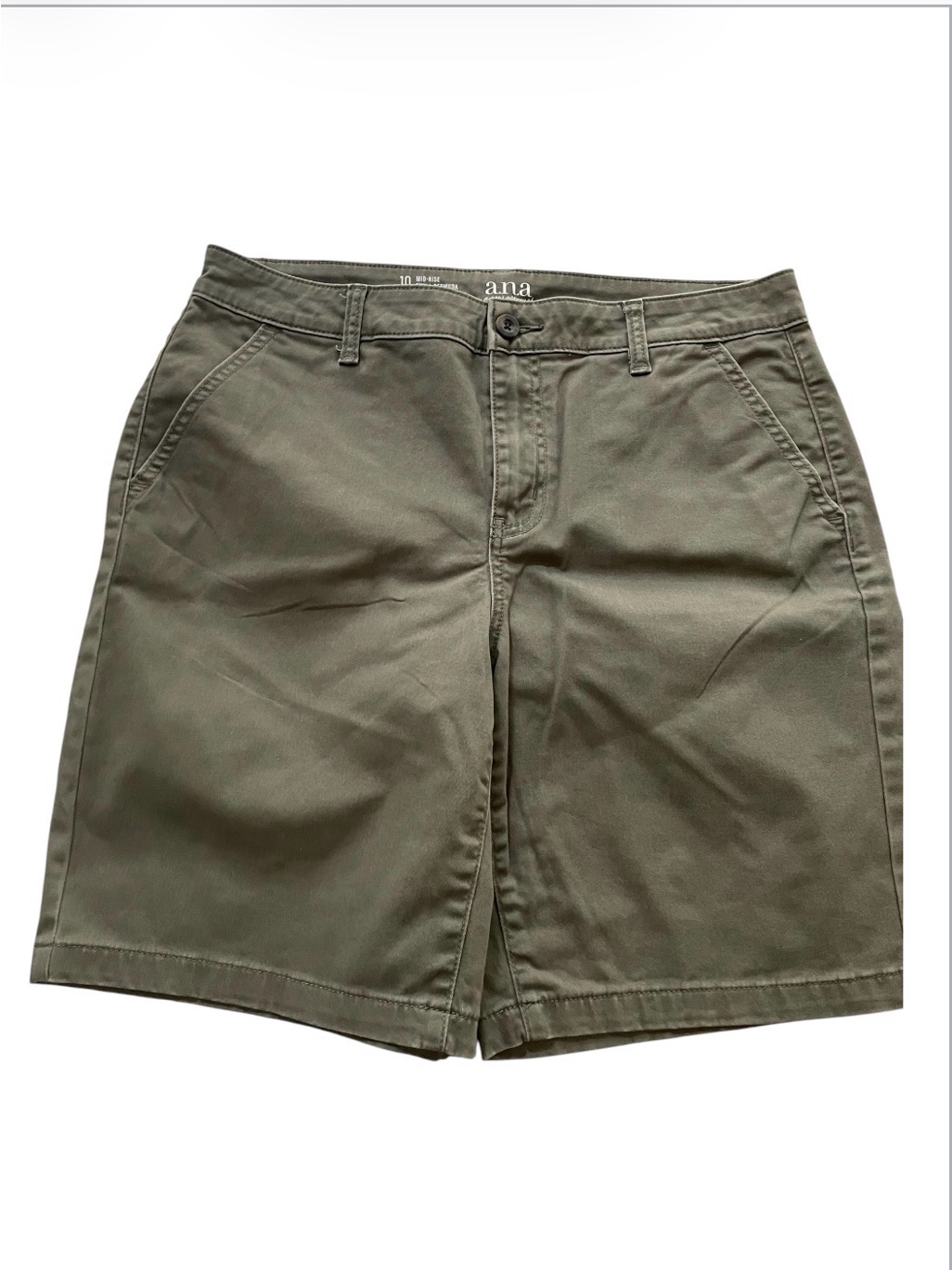 A.N.A Ladies Olive Flat-Front Casual Shorts